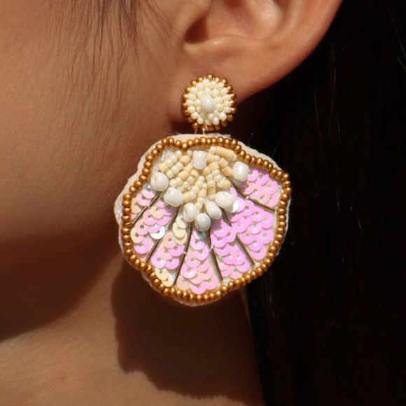 Sequin shell beaded earrings - Picture 2 of 4